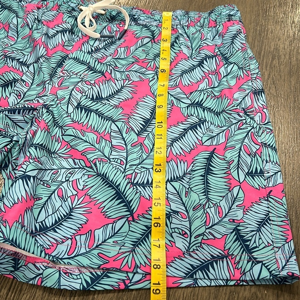 Member’s Mark Resort Swim Trunk Shorts Pink Blue Leaf Print Size XL NWT - Picture 8 of 8